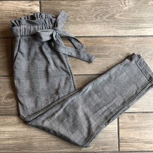 High waisted plaid pants